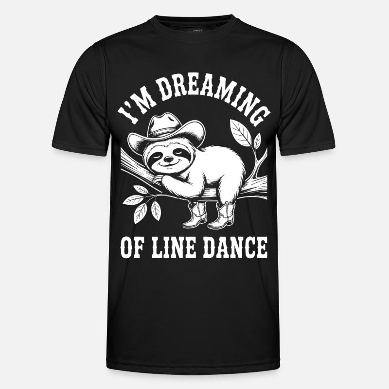 Sloth Cowboy Dancing Line Dance - Men's Functional T-Shirt - black