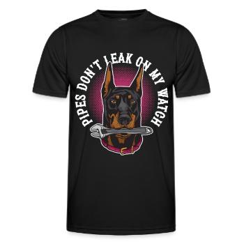 Les tuyaux de poseur de tuyaux ne fuient pas sous ma surveillance - T-shirt sport Homme - noir - Devant - AI Model Male 178 dark (178cm)