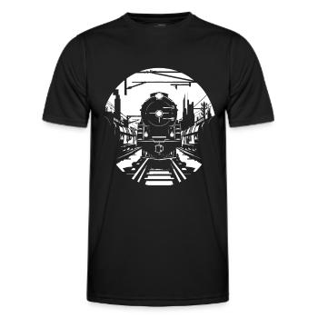 Railway Sketch - Men's Functional T-Shirt - black - Front - AI Model Male 178 dark (178cm)