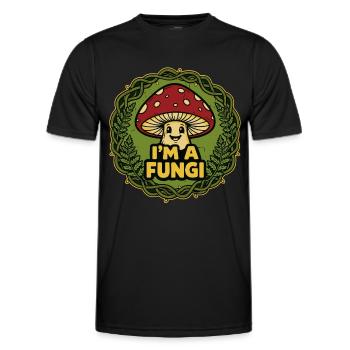 Je suis un champignon – Jeu de mots drôle avec des champignons - T-shirt sport Homme - noir - Devant - AI Model Male 178 dark (178cm)
