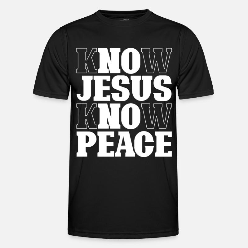 Know Jesus Know Peace Lettering - Men's Functional T-Shirt - black