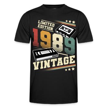 1989 Geburtsjahr Baujahr Geburtstag vintage - Männer Funktions-T-Shirt - Schwarz - Vorne - AI Model Male 178 dark (178cm)