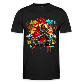 Urban Samurai Streetart Graffiti Japan Style - Männer Funktions-T-Shirt - Schwarz - Vorne - AI Model Male 178 dark (178cm)