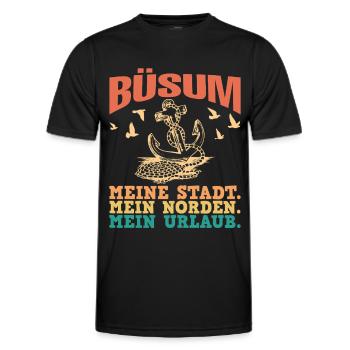 Büsumer BÜSUM MEINE STADT MEIN NORDEN Lustig - Männer Funktions-T-Shirt - Schwarz - Vorne - AI Model Male 178 dark (178cm)