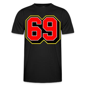 Numéro de maillot sportif en gras 69 - T-shirt sport Homme - noir - Devant - AI Model Male 178 dark (178cm)