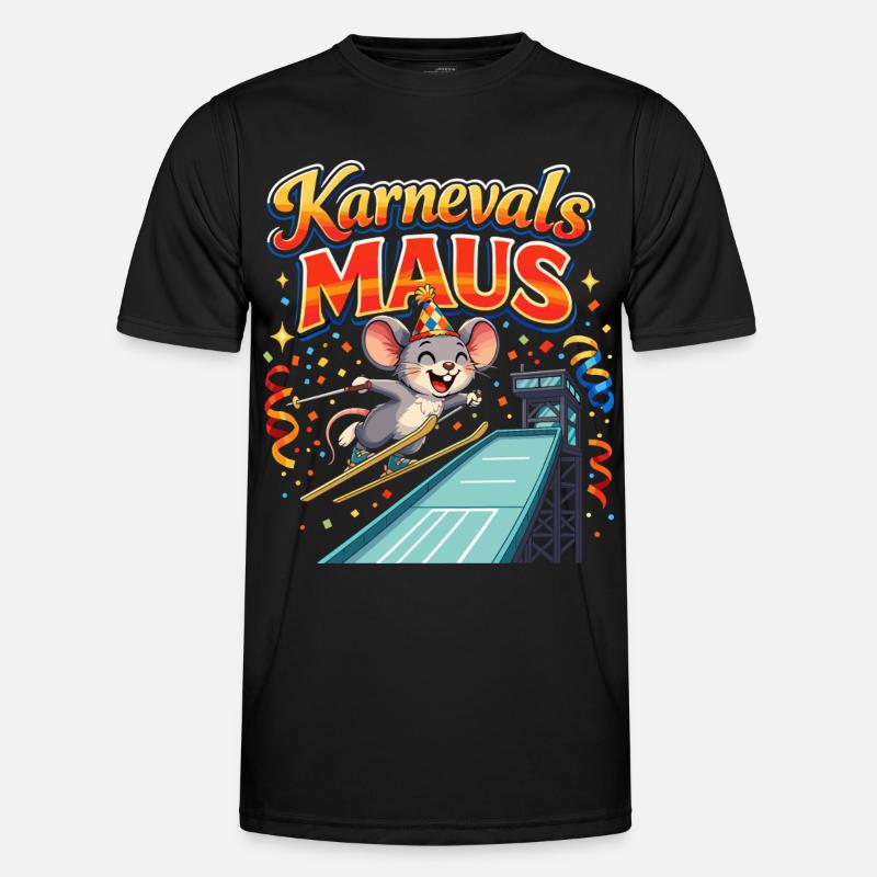 Carnival Mouse Ski Jumping Funny - Men's Functional T-Shirt - black