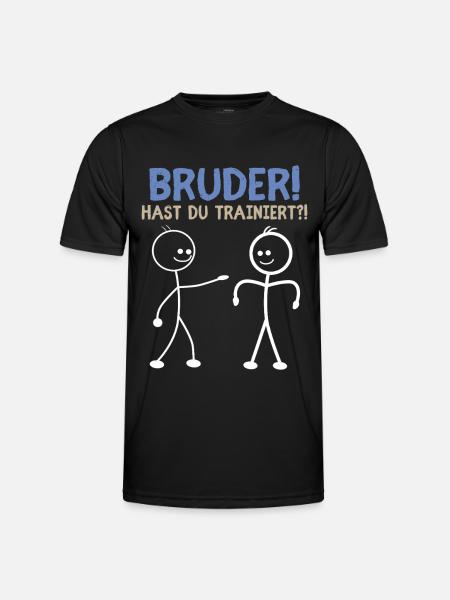 Strichmännchen HAST DU TRAINIERT LUSTIG - Männer Funktions-T-Shirt - Schwarz