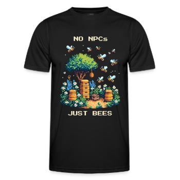 No NPCs, only bees | Beekeeping & Honey - Men's Functional T-Shirt - black - Front - AI Model Male 178 dark (178cm)