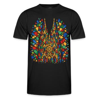 Cathédrale de Cologne Carnaval Confettis Costume Carnaval - T-shirt sport Homme - noir - Devant - AI Model Male 178 dark (178cm)