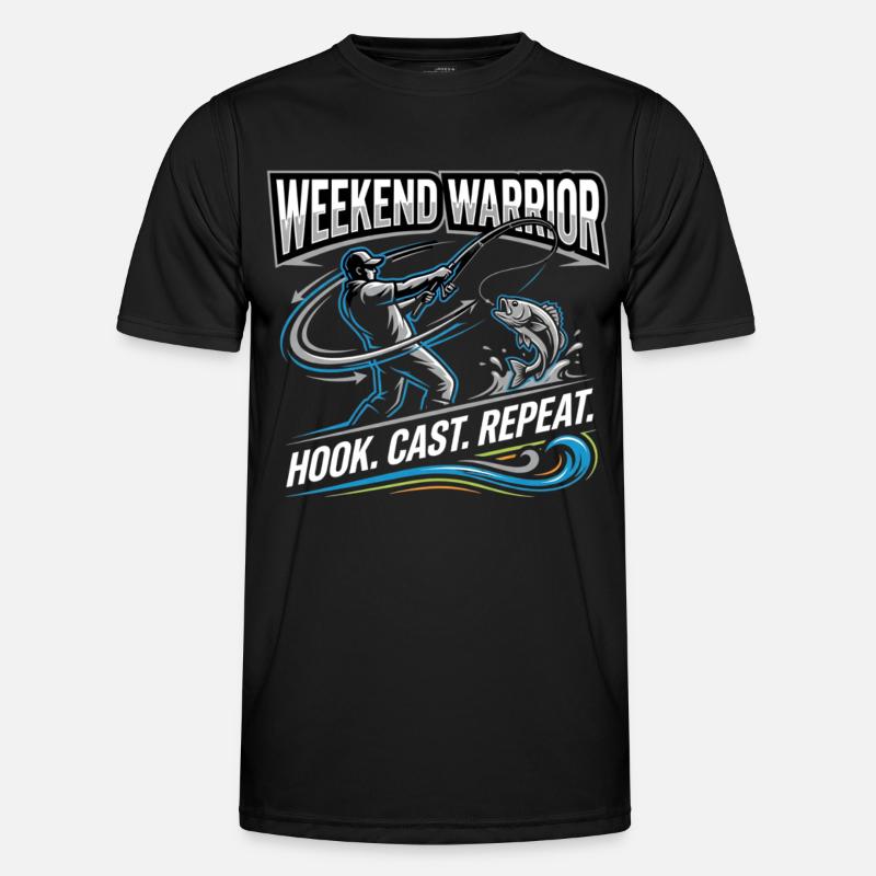 Weekend Warrior Hook Cast Repeat Angler - Men's Functional T-Shirt - black