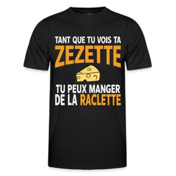 Raclette humor as long as you see your zezette - Men's Functional T-Shirt - black - Front - AI Model Male 178 dark (178cm)