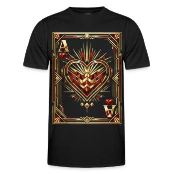 Cadeau de costumes de carnaval pour le jeu de cartes As de Cœur - T-shirt sport Homme - noir - Devant - AI Model Male 178 dark (178cm)