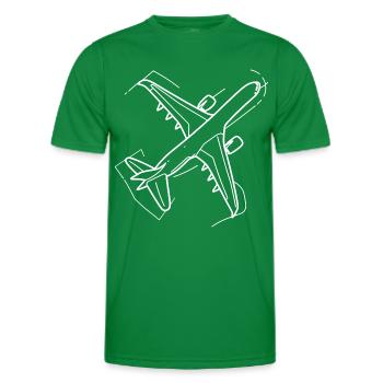 Airplane Drawing - Men's Functional T-Shirt - kelly green - Front - AI Model Male 178 dark (178cm)