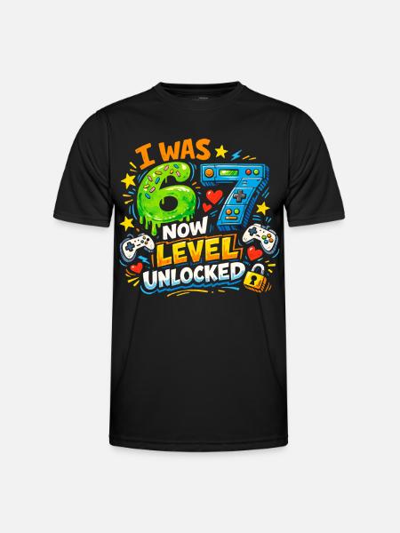 Jeg var 6 år nu, Level 7, låst op 7-års fødselsdagsgamer 67 - Funktionsshirt til herrer - sort