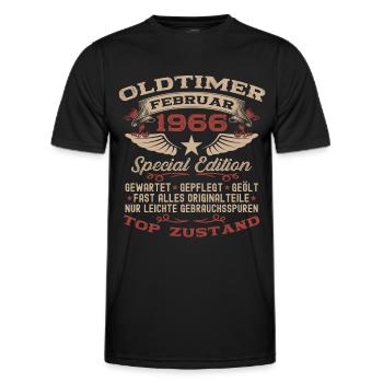 60e anniversaire voiture classique février 1966 - T-shirt sport Homme - noir - Devant - AI Model Male 178 dark (178cm)