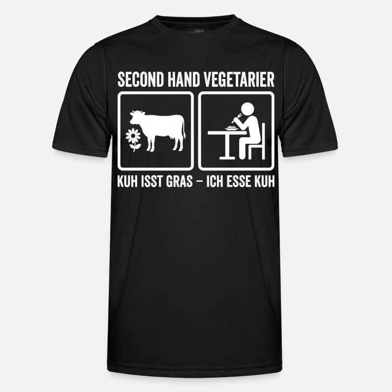 Second Hand Vegetarier – Lustiges Fleisch Design - Männer Funktions-T-Shirt - Schwarz