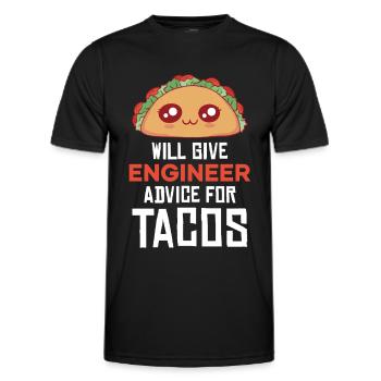 Taco Wortwitz: Ingenieur-Beratung - Männer Funktions-T-Shirt - Schwarz - Vorne - AI Model Male 178 dark (178cm)