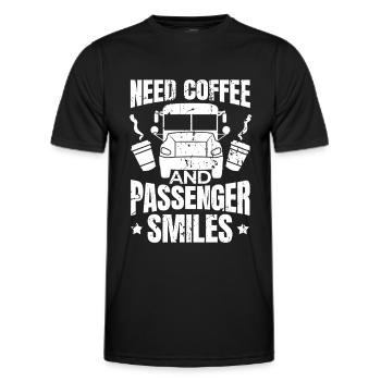 Brauche Kaffee und Lächeln der Fahrgäste - Männer Funktions-T-Shirt - Schwarz - Vorne - AI Model Male 178 dark (178cm)