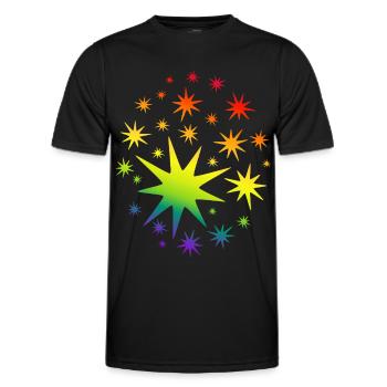 Colorful Stars Rainbow Gradient - Men's Functional T-Shirt - black - Front - AI Model Male 178 dark (178cm)