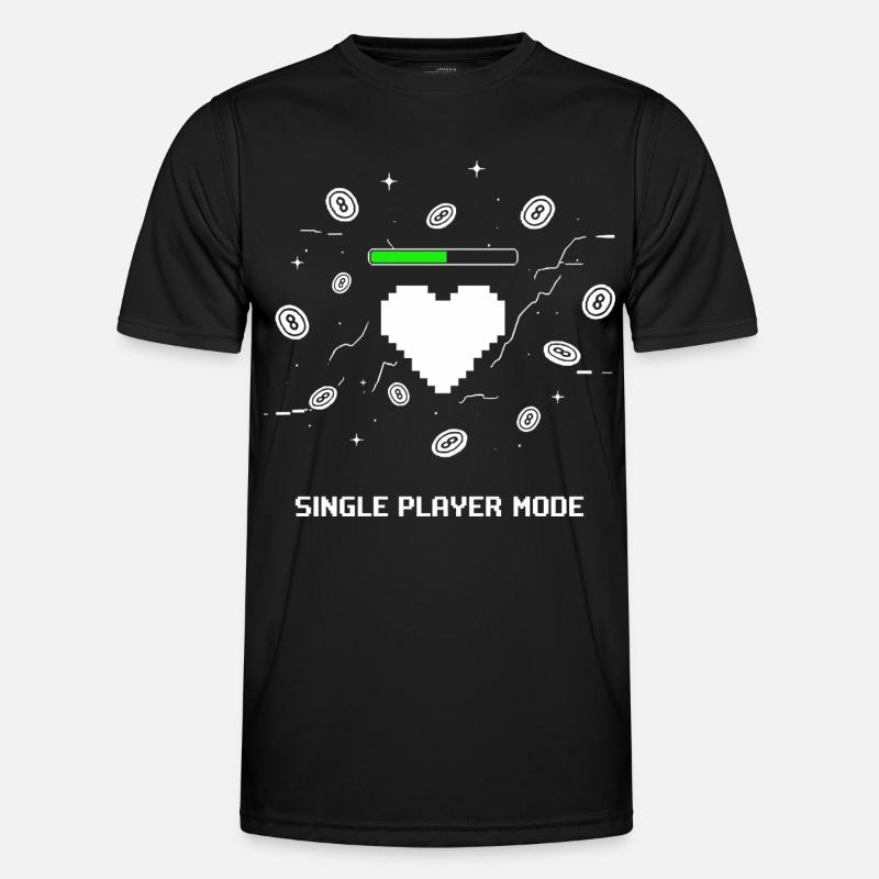 Single Player Mode Gamer Heart - Men's Functional T-Shirt - black