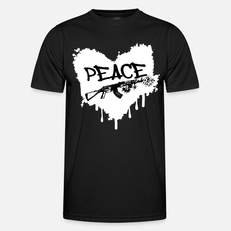 Frieden Gewehr Blüten Graffiti - Männer Funktions-T-Shirt - Schwarz