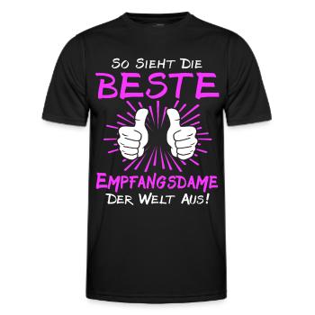 Receptionist Saying - Men's Functional T-Shirt - black - Front - AI Model Male 178 dark (178cm)