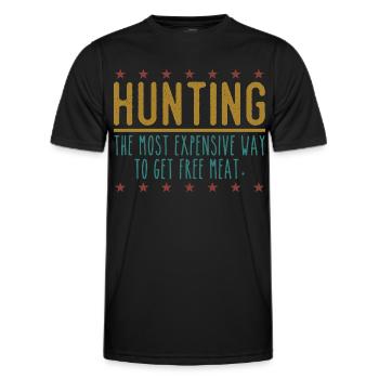 Hunter Funny Saying – Free Meat Design - Men's Functional T-Shirt - black - Front - AI Model Male 178 dark (178cm)