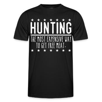 Hunter Funny Saying – Free Meat Design - Men's Functional T-Shirt - black - Front - AI Model Male 178 dark (178cm)