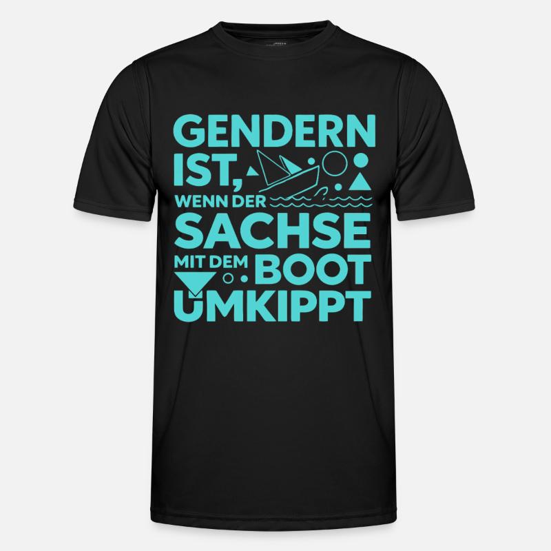 Gendern Saxon Boot Overturns Dialect Joke Men's Functional T-Shirt