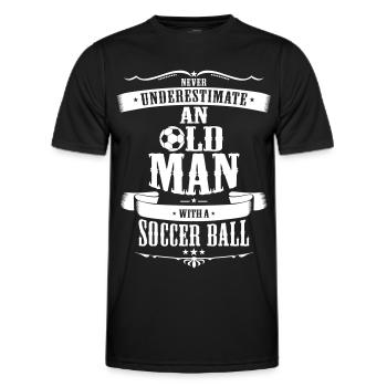 Never Underestimate An Old Man With Soccer Ball - Men's Functional T-Shirt - black - Front - AI Model Male 178 dark (178cm)