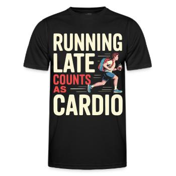 Courir en retard compte comme un design d’humour cardio - T-shirt sport Homme - noir - Devant - AI Model Male 178 dark (178cm)
