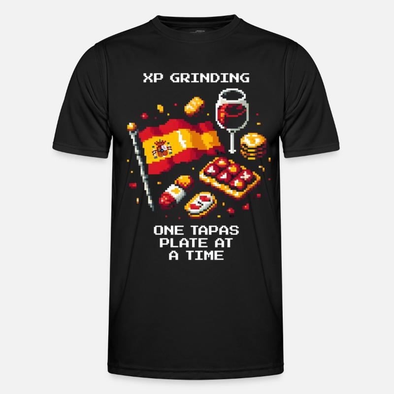 XP grinden | Tapas Spanien Barhopping - Männer Funktions-T-Shirt - Schwarz