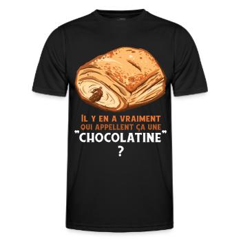 Humor Chocolatine Pain au Chocolat Frühstück - Männer Funktions-T-Shirt - Schwarz - Vorne - AI Model Male 178 dark (178cm)