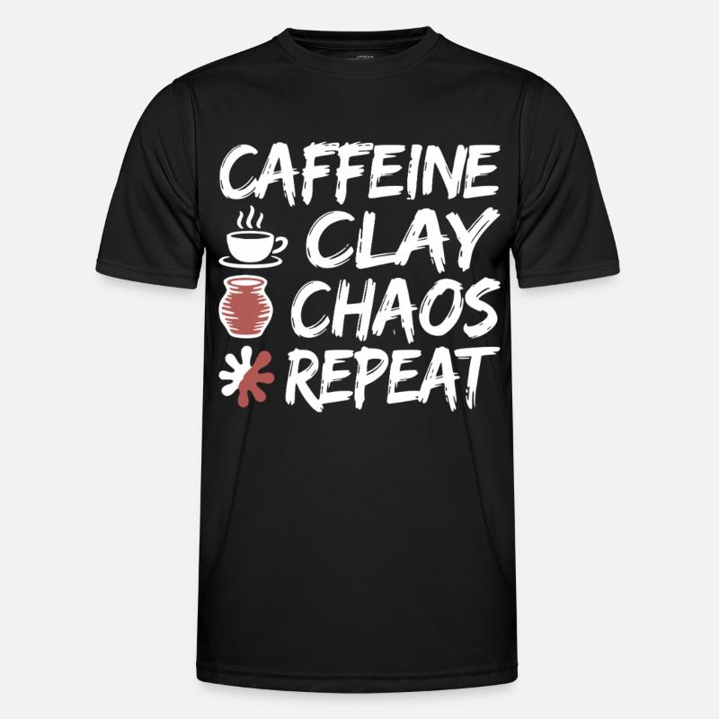 Caffeine Clay Chaos Repeat Design - Men's Functional T-Shirt - black
