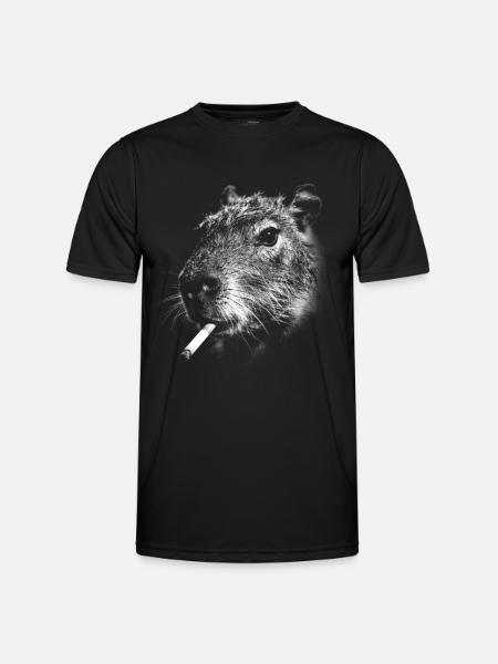 Fumer, cigarette, capybara, fumer une cigarette - T-shirt sport Homme - noir
