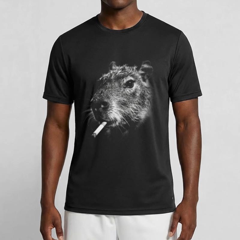 Rauchen, Zigarette, Capybara raucht eine Zigarette Männer Funktions-T-Shirt