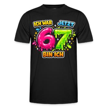 67 Six Seven Meme Gen Alpha Gift - Men's Functional T-Shirt - black - Front - AI Model Male 178 dark (178cm)
