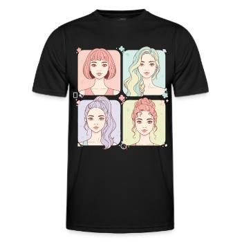 Kpop Coréen, Pop Anime mignon, Fille de Corée, Musique d’amour - T-shirt sport Homme - noir - Devant - AI Model Male 178 dark (178cm)