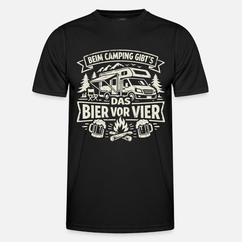 Camping | Bier vor Vier - Männer Funktions-T-Shirt - Schwarz