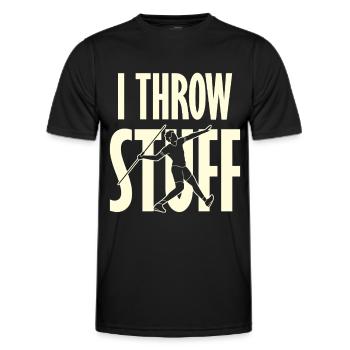 I Throw Stick Sport Tee - Men's Functional T-Shirt - black - Front - AI Model Male 178 dark (178cm)