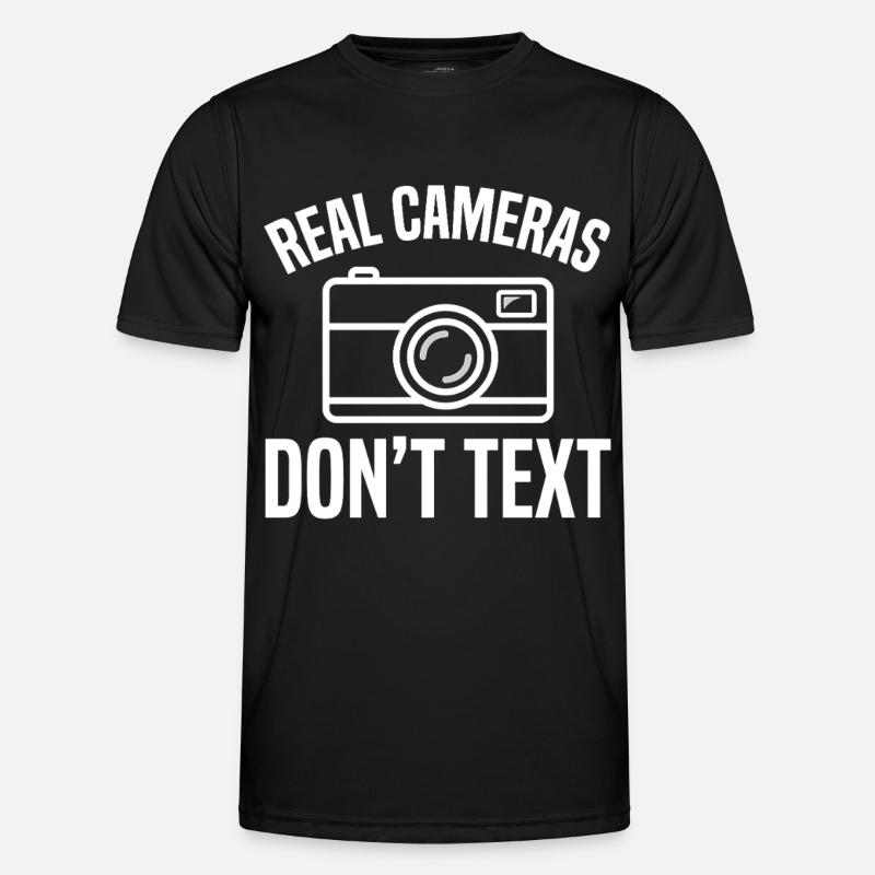 Real Cameras Don’t Text Design - Männer Funktions-T-Shirt - Schwarz