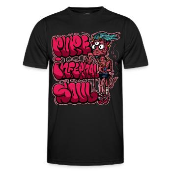 Neonpinkes Graffiti-Monster - Männer Funktions-T-Shirt - Schwarz - Vorne - AI Model Male 178 dark (178cm)