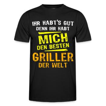 Griller Geschenk - Männer Funktions-T-Shirt - Schwarz - Vorne - AI Model Male 178 dark (178cm)