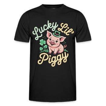 Lucky Little Piggy T-Shirt – St. Patrick’s Day - Männer Funktions-T-Shirt - Schwarz - Vorne - AI Model Male 178 dark (178cm)