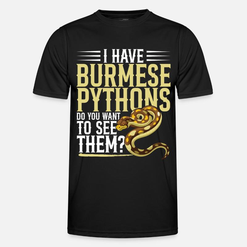 Burmesische Python HDE Schlangen-Stofftier-Reptil - Männer Funktions-T-Shirt - Schwarz