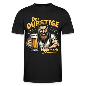 Der Durstige Bierheld - Männer Funktions-T-Shirt - Schwarz - Vorne - AI Model Male 178 dark (178cm)