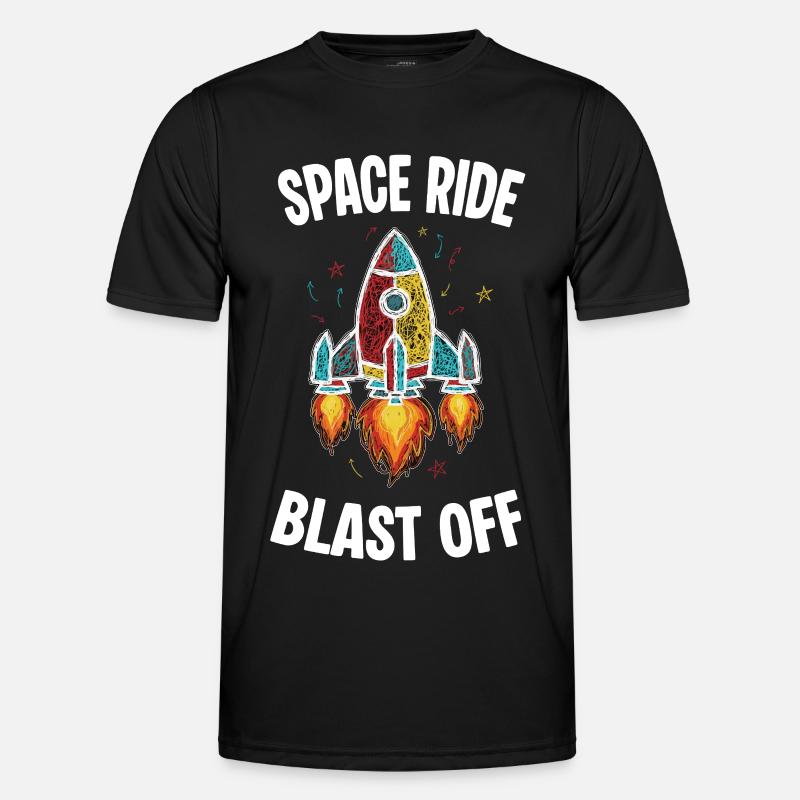 Fusée Espace Retro Scribble Blast Off - T-shirt sport Homme - noir