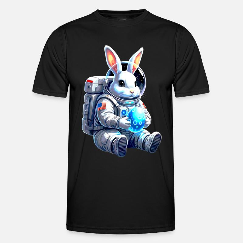 Astronaut Easter Bunny Space Egg - Men's Functional T-Shirt - black