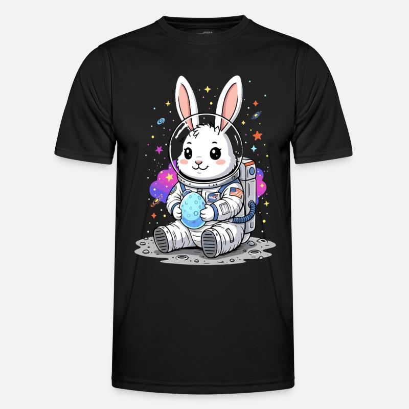 Astronaut Easter Bunny Space - Men's Functional T-Shirt - black