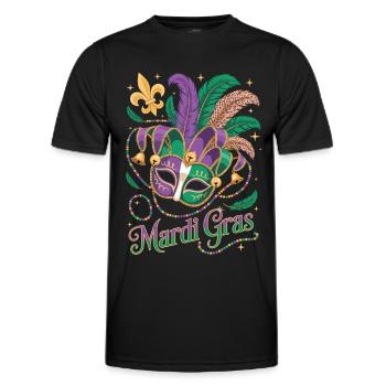T-shirt Mardi Gras – Masque de bouffon avec des plumes - T-shirt sport Homme - noir - Devant - AI Model Male 178 dark (178cm)